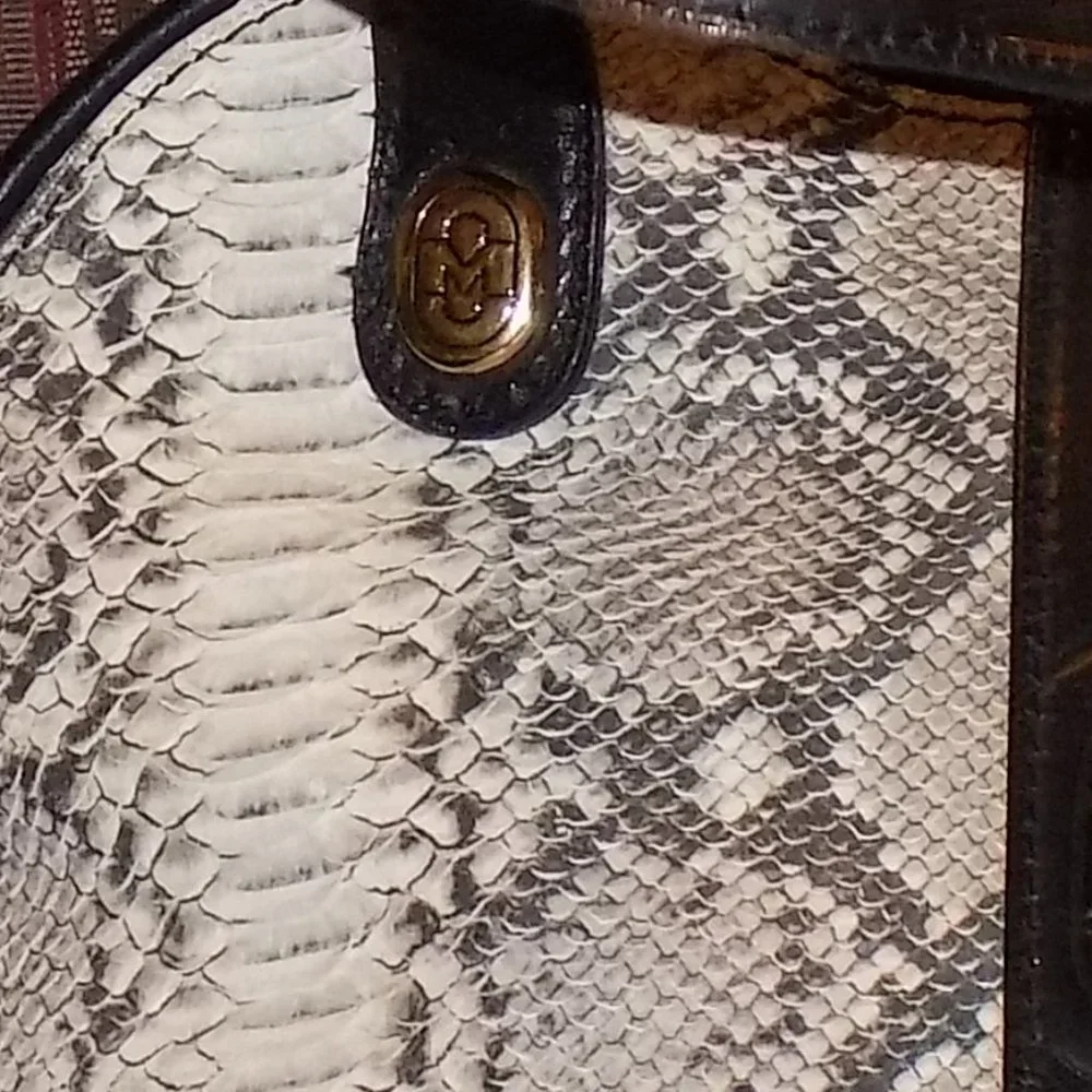 Marino Orlandi accordian bag snake embossed leather Italy - Picture 5 of 11